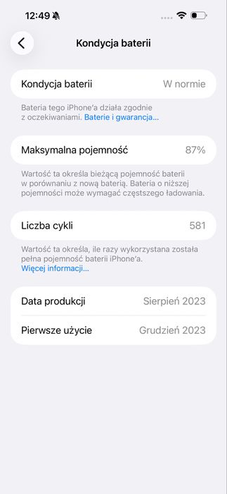 Idealny jak nowy Iphone 15 pro max 258 GB 87 % kondycja bat.