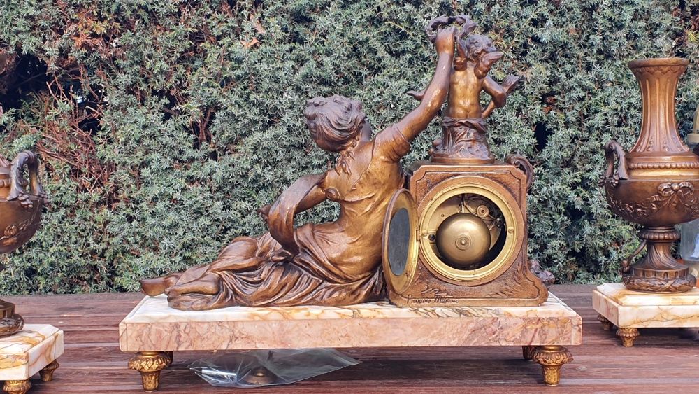 Zegar kominkowy antyk XIXwiek sygnowany August Moreau prezent