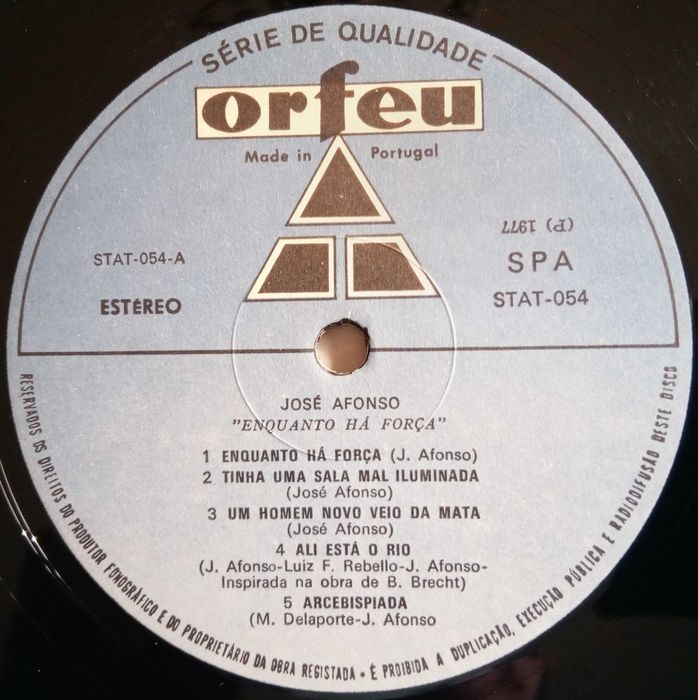 José Afonso	- - - - -		Enquanto Há Força	- - - - -	LP