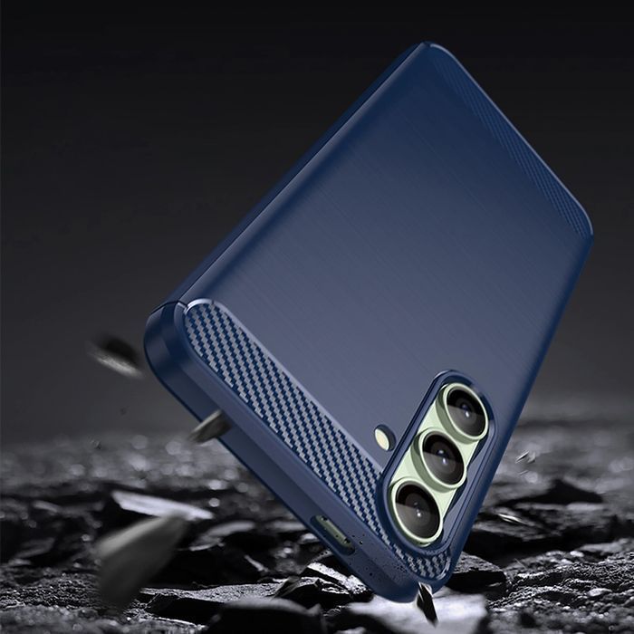 Etui silikonowe Carbon Case do Samsung Galaxy S24 FE - niebieskie