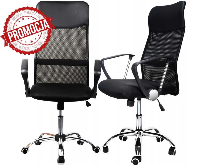 Nowy FOTEL BIUROWY Obrotowy Gamingowy Czarny Krzesło (PROMOCJA)