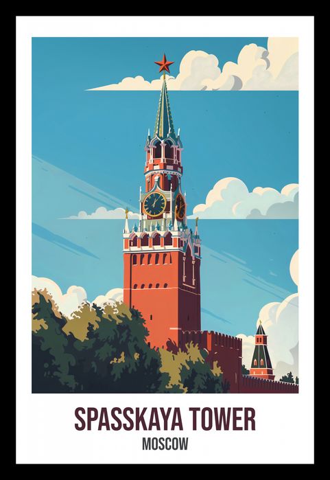Plakat 20x30cm Spasskaya Tower, Moscow