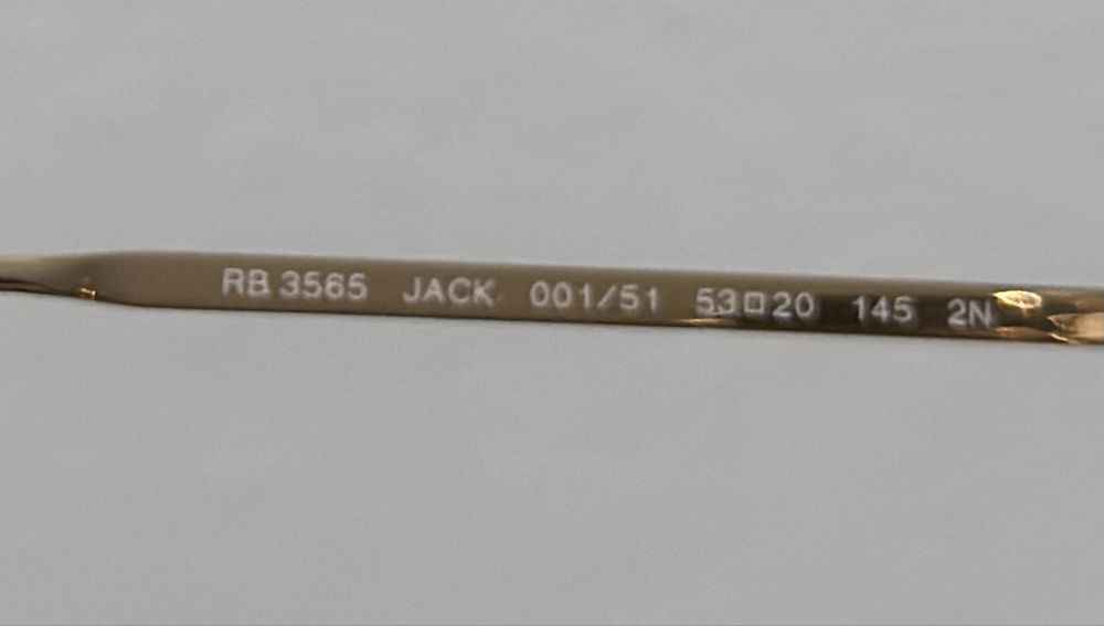 Óculos de Sol Ray-Ban Jack (RB 3565) - Originais e Como Novos