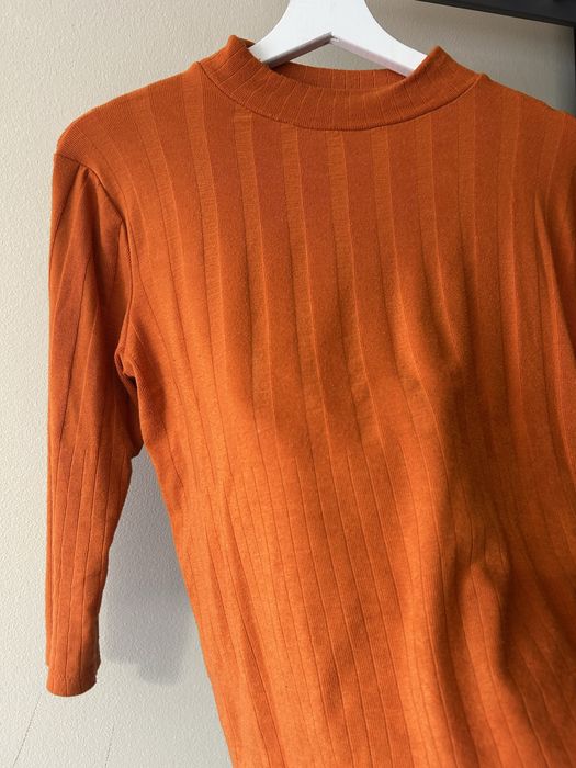 Camisola manga 3/4 meia gola laranja stradivarius
