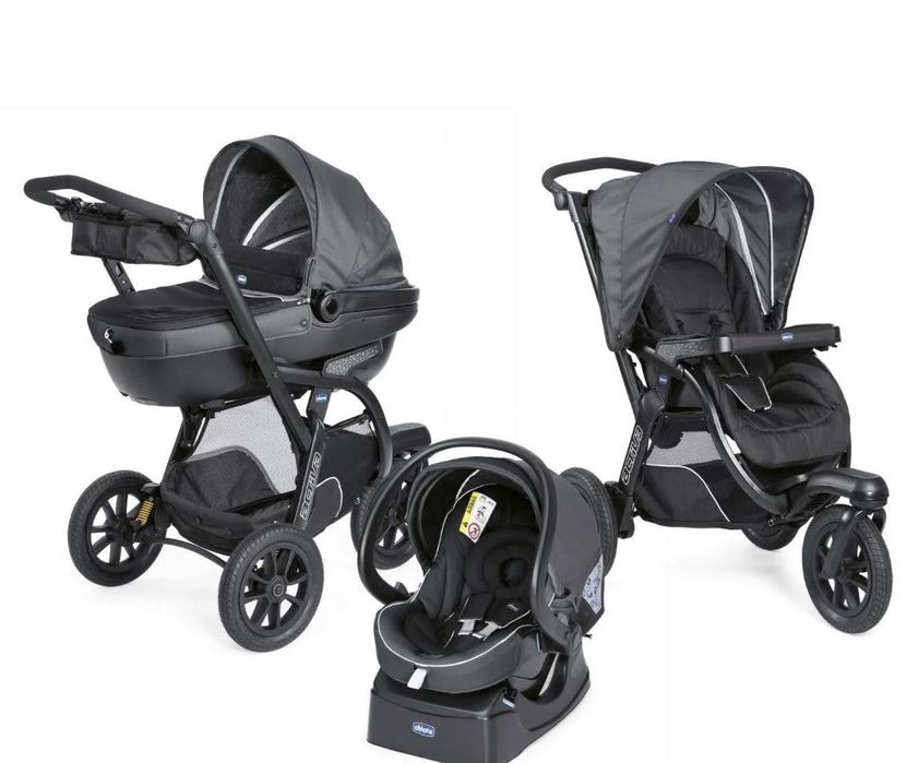 Carrinho trio da Chicco activ 3 preto/cinza