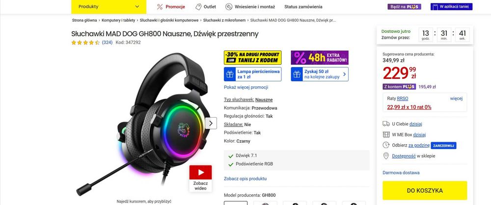 MAD DOG GH 800 - Słuchawki gamingowe 7.1 Surround