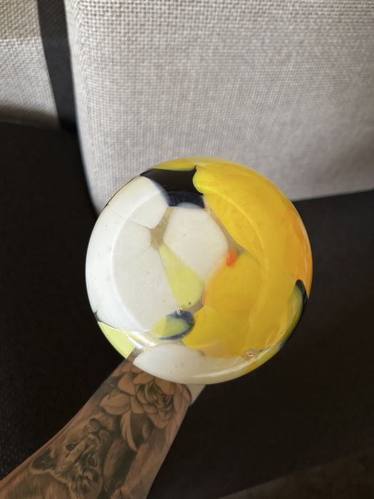 Wazon szklany żółty vintage 33 cm