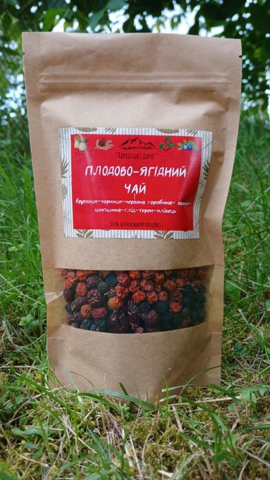 Плодово-ягідний чай-чорниця, брусниця, горобина, аронія, шипшина, глід