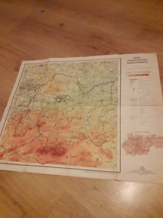 Stara mapa woj.krakowskiego 1966 rok prl