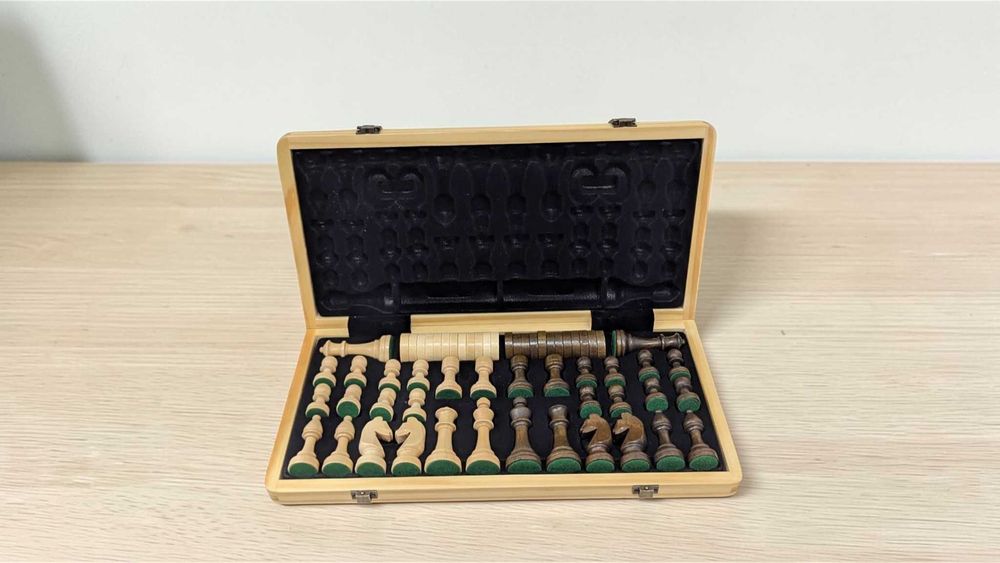 Puecrof Шахмати деревʼяні 38 см складні 2в1 шашки шахи шахматы