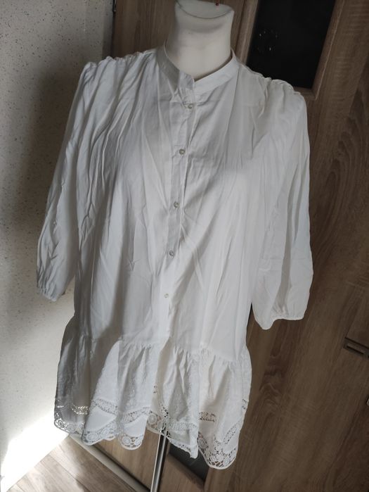 Tunika - bluzka biała haftowana koronka na guziki Reserved 42/44