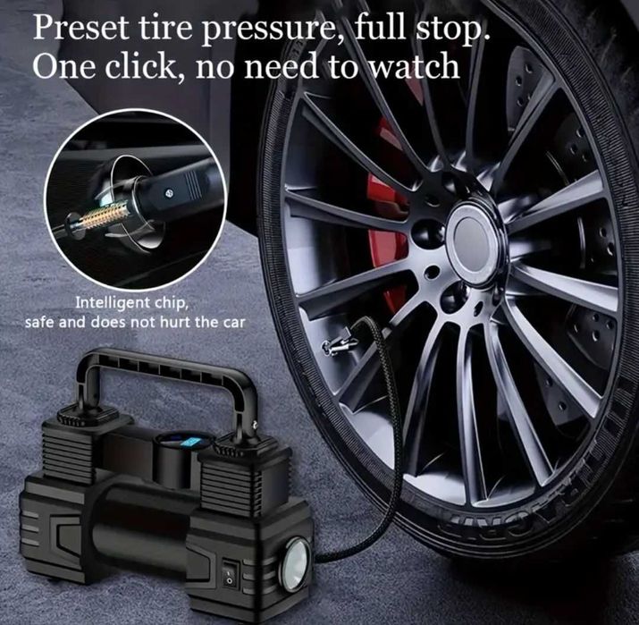 Компактний автомобільний компресор шин з LED-дисплеєм для авто