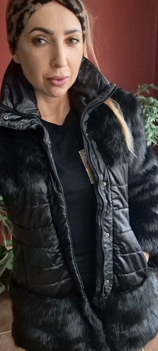 Płaszcz zimowy damski  kurtka z futerkiem rozmiar s