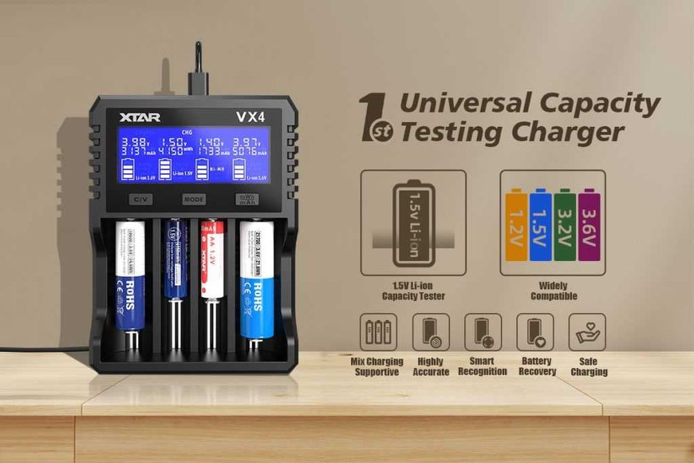 XTAR VX4 Зарядний пристрій Гарантія Li-ion 1.5V 3.7V NiMH 1.2V LiFePO4