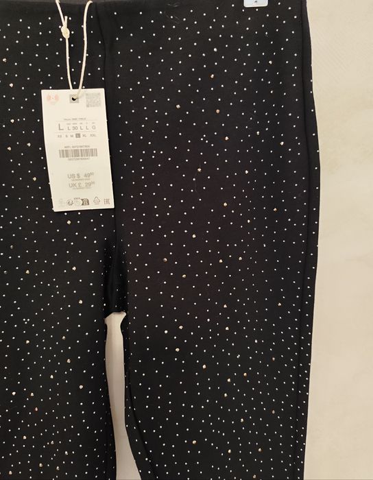 Cyrkoniowe spodnie Zara L czarne eleganckie