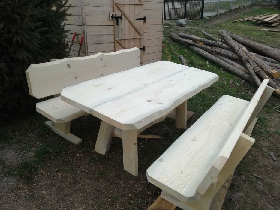 Meble ogrodowe DREWNIANE góralskie DO OGRODU biesiadne LITE DREWNO +