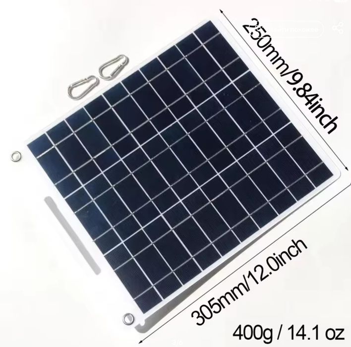 Сонячна панель 15W на два виходи usb 5v до 3А