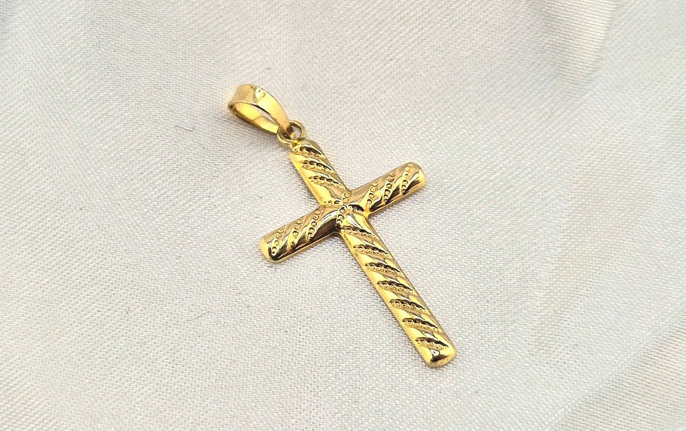 Złota zawieszka krzyżyk krzyż 0,84g PR.585 14K dł. 3cm szer. 1,5cm - CASH LOMBARD Skup Złota