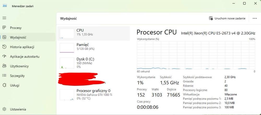 Workstacion 40C/80T | 128GB ECC | GTX1080Ti 11GB | SSD NVMe 1TB | AI/Render