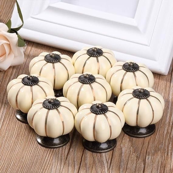 Uchwyt Gałki Ceramiczne 6 szt Kremowe