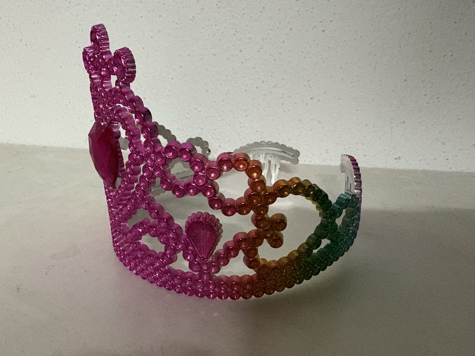 Coroa Tiara princesa criança menina rosa e arco-íris carnaval