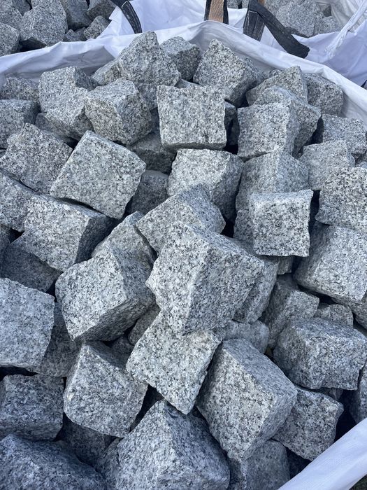 KOSTKA GRANITOWA SZARA 4x6 cm, 7x9 cm, 8x11 cm, 10x10 cm, 15x17 cm Granit Szaro Ruda Granit Kamień Kostka Brukowa Obrzeże Krawężnik Drogowy Granitowy