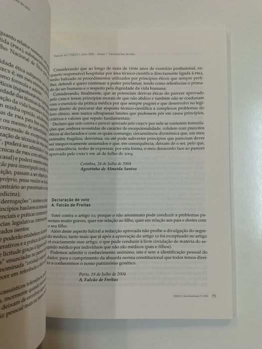 Documentação 9, do Conselho Nacional de Ética para as Ciências da Vida