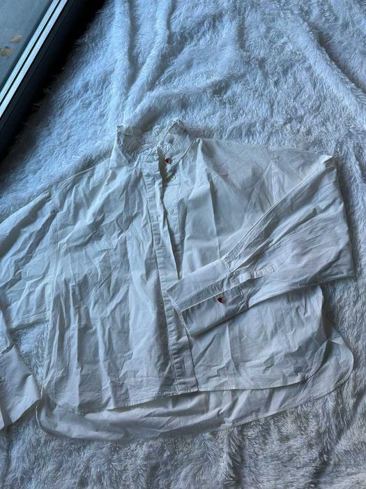 ZARA nowa biała bluzka XS-S – czerwone guziki serduszka