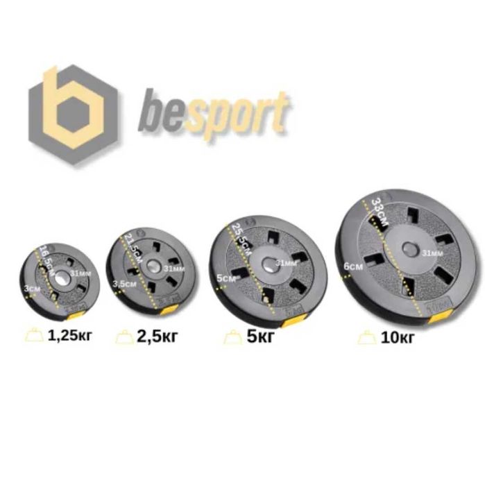 Гантелі розбірні Besport PowerPro 2х11 кг (22кг) для дому, фітнесу