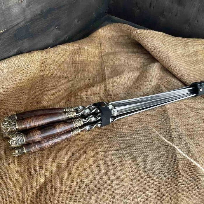 Подарок мужчине. Премиум шампура с ручками из клена. Ручная работа