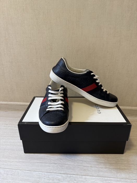Gucci Ace Leather Web чоловічі шкіряні кросівки оригінал