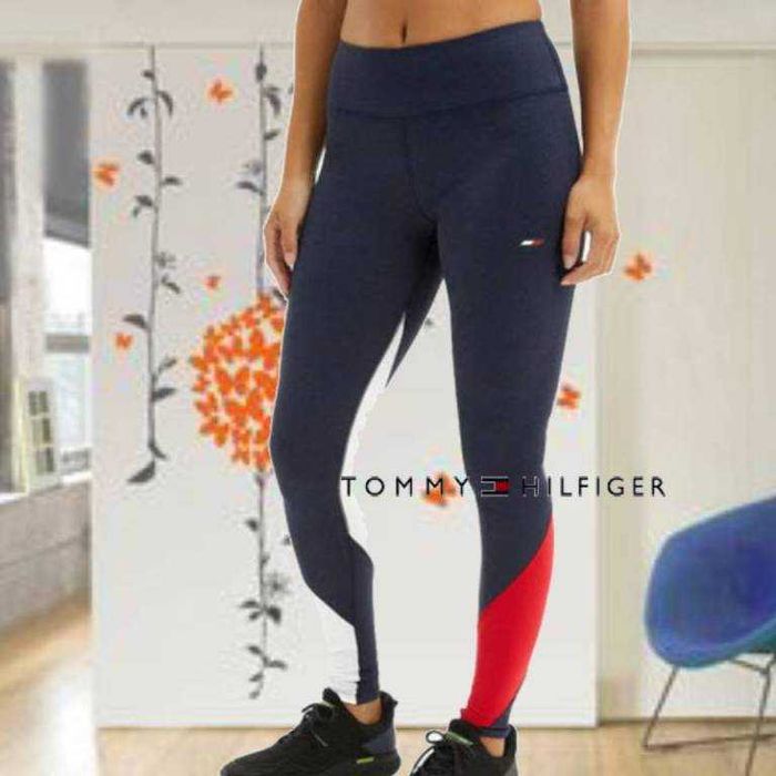 Tommy Hilfiger Спортивные женские лосины в рубчик т синие в полоски М