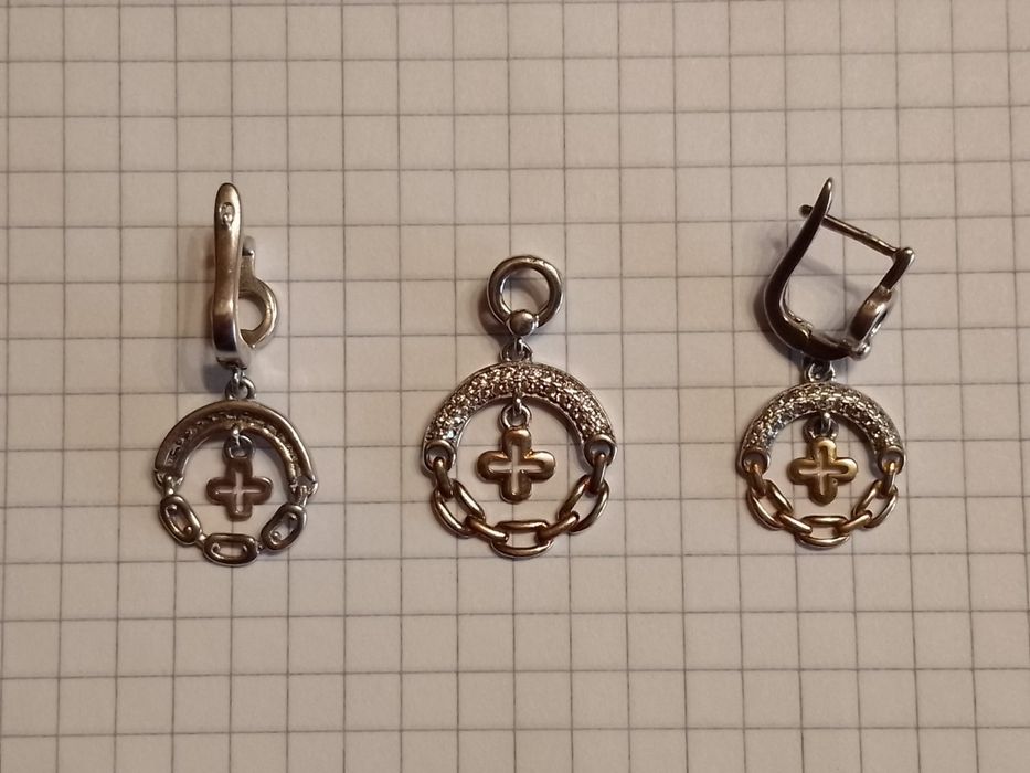 СЕРЬГИ +КУЛОН серебро 925 пробы