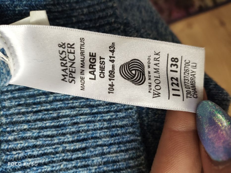 Sweter męski Marks&Spencer wełna jagnieca