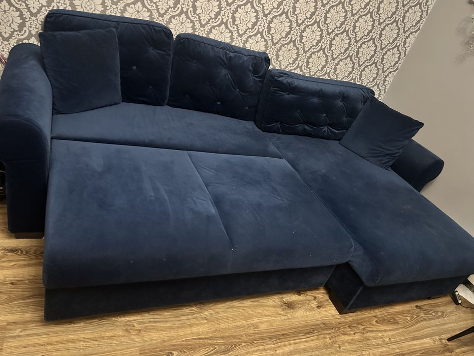 Narożnik welurowy granatowy black  red white