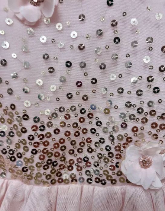 Hm sukienka z tiulem i cekinami i kwiatami 3D NOWA rozmiar 128