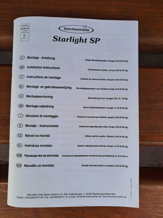 Fotelik STM Starlight SP Storchenmuhle I, II, III 9-36 kg