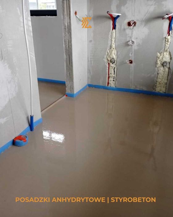 Wylewki anhydrytowe posadzki Styrobeton Pianobeton układanie styropian