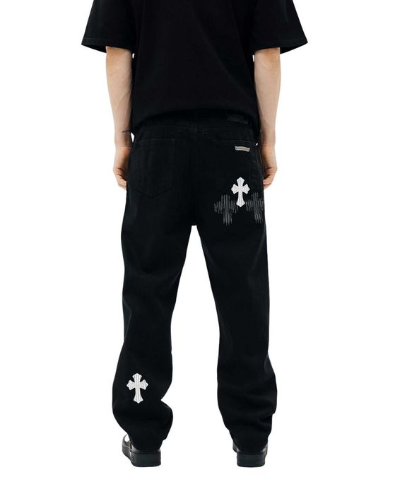 Джинси Chrome Hearts Jeans with White and Black Cross Black CH130-BK
