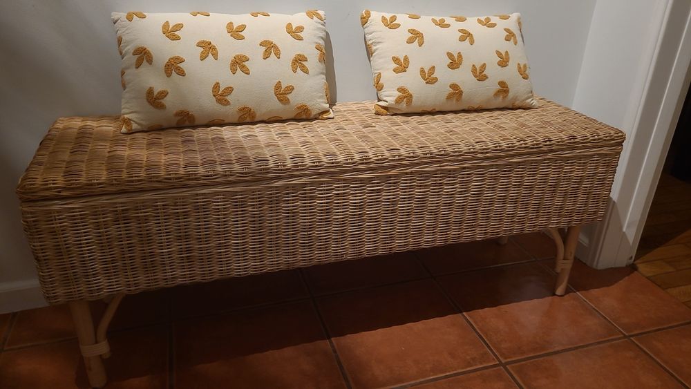 Banco c/arrumação, feito à mão rota, 120 cm