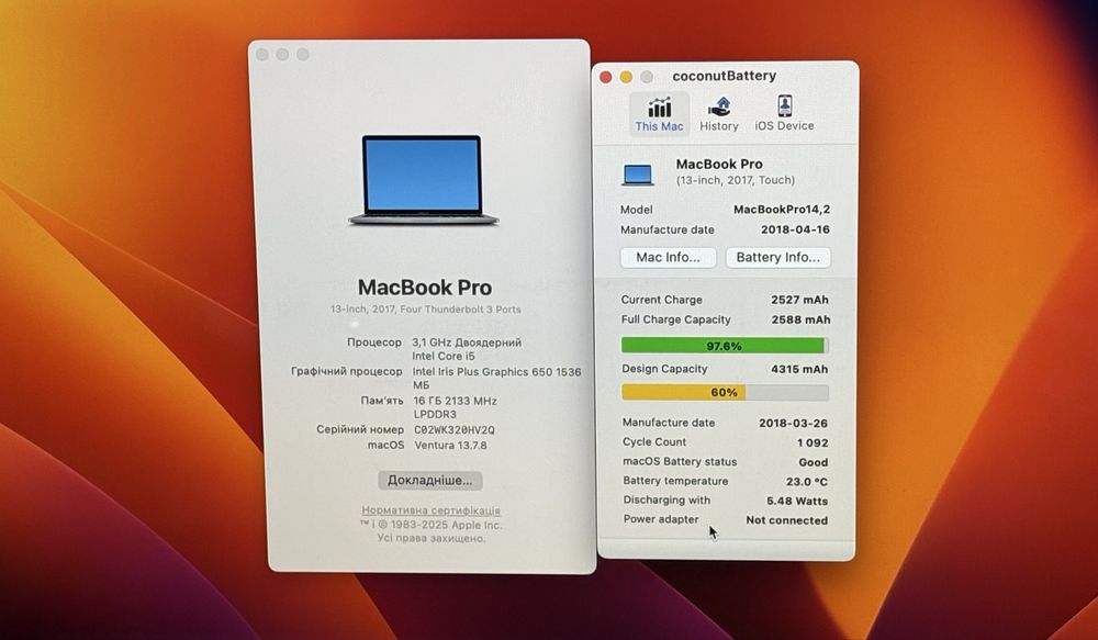 Apple MacBook Pro 13 touchbar 2018 16/256/core i5 ноутбук