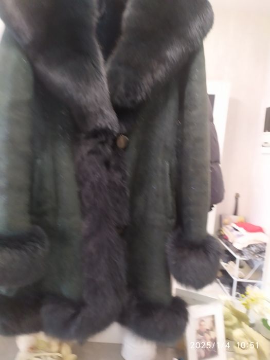 Зелёная дубленка