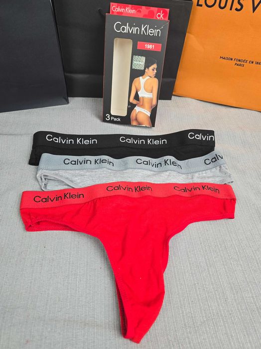 Damska bielizna 3pak Calvin Klein kolory stringi premium S-XL