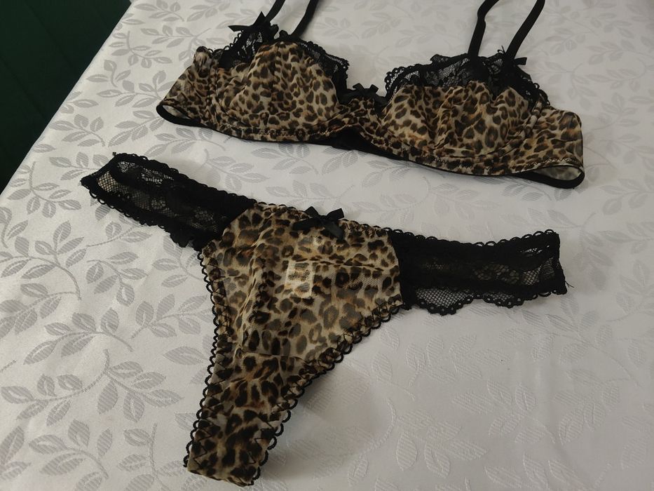 Komplet bielizny leopard panterka M nowy