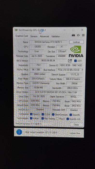 Geforce PNY RTX 5070TI 16GB