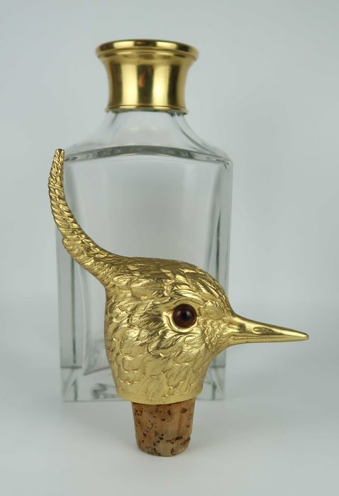 Garrafa de vidro / cristal - tampa cabeça de pássaro