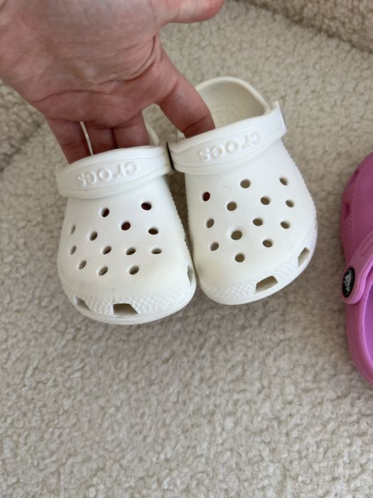 Crocs c7 білі та розові 14,5 см