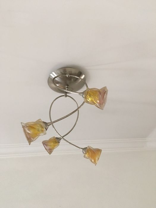 Candeeiros inox/vidro flor amarelo