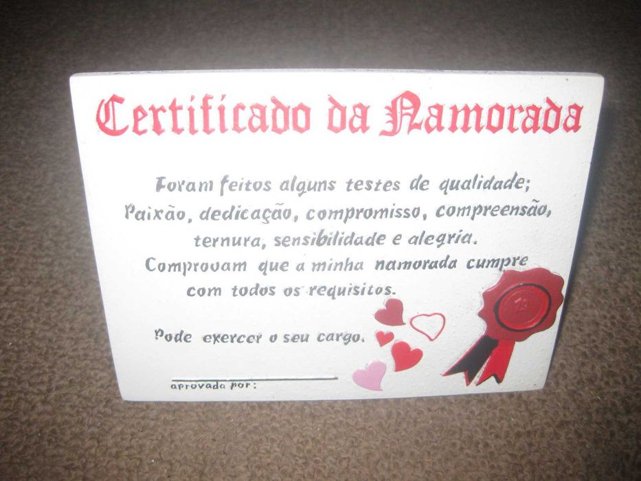 "Certificado da Namorada" Novo!