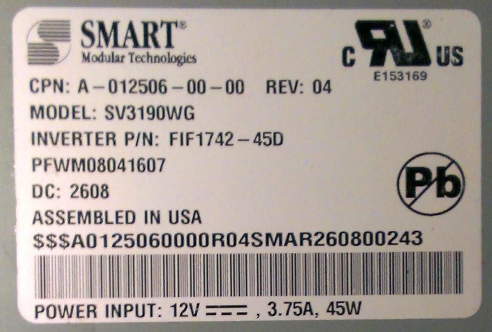 Сенсорный монитор 19" Smart Modular Technologies SV3190WG